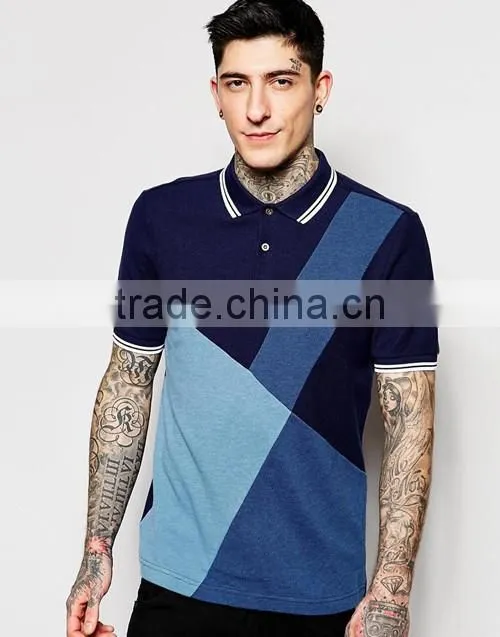 Custom men breathable colour block panel slim fit sports polo shirt,China manufacturer polo t-shirt