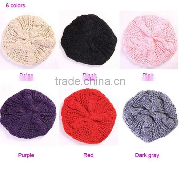 Winter Women Beret Braided Baggy Beanie Youth Winter Hat SV000232