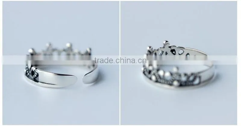 F20059N Silver Retro Crown Ring Fashion Silver Ring