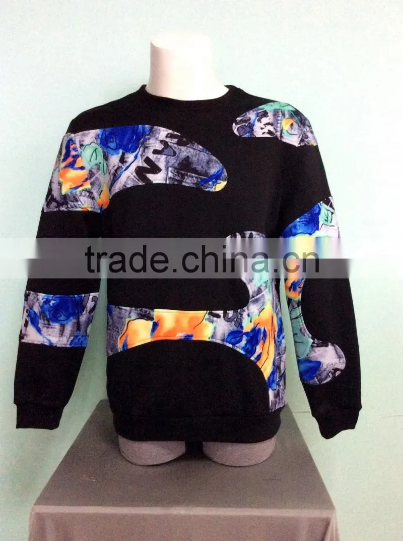 2016 new design plain korean fashion men's pullover matching varisty hoodies in high quality windbreaker clothing