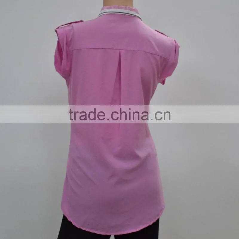 Women's top quality summer fashion sleeveless women pink blouses for sale