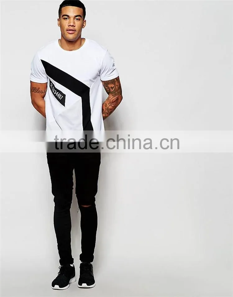 Guangzhou Shandao OEM Manufacturer Hot sale 180g Polyester Cotton Color Block Short Sleeve O-Neck Men T Shirt