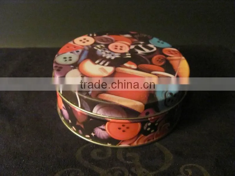 Buttons Tin filled with sewing Kit Notions