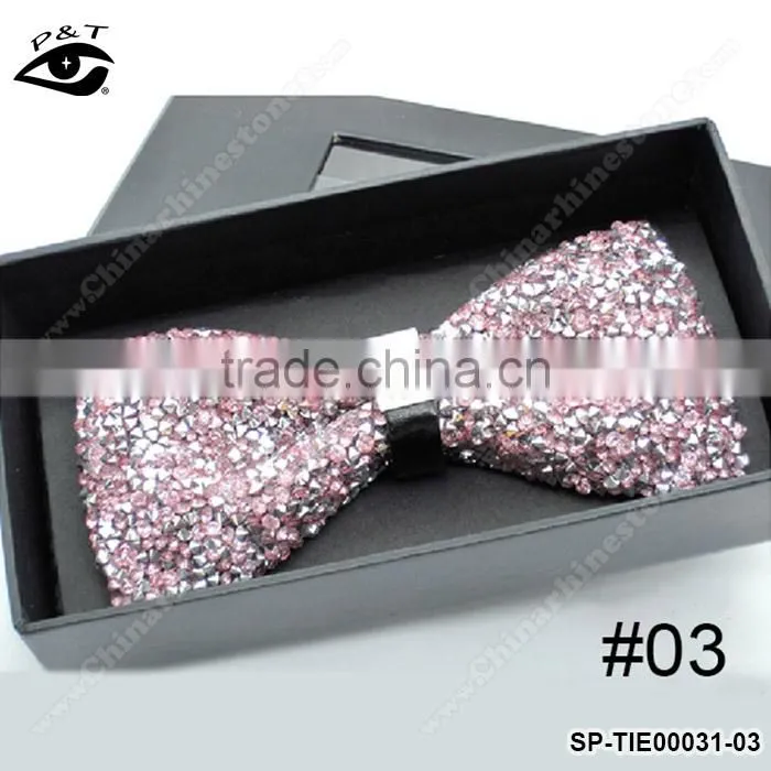 Luxury Glitter Metal Rhinestones Bow Ties Vintage Ties for Men's Wedding Dress with Gift Box 12x6cm