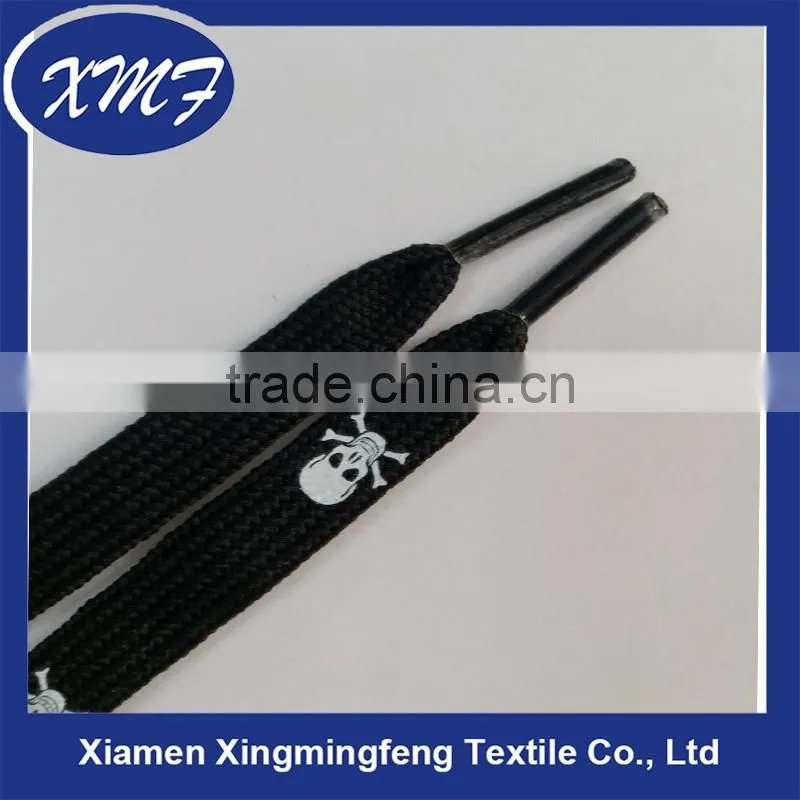 fashion skull silk screen printing shoelaces