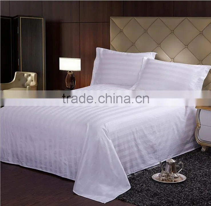 100% cotton duvet cover sets 3cm strips jacquard design white color bed sheets sets