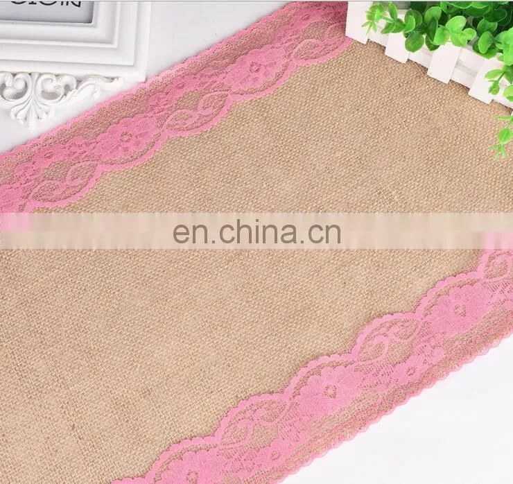 Decorated Lace Burlap Christmas Table Runner