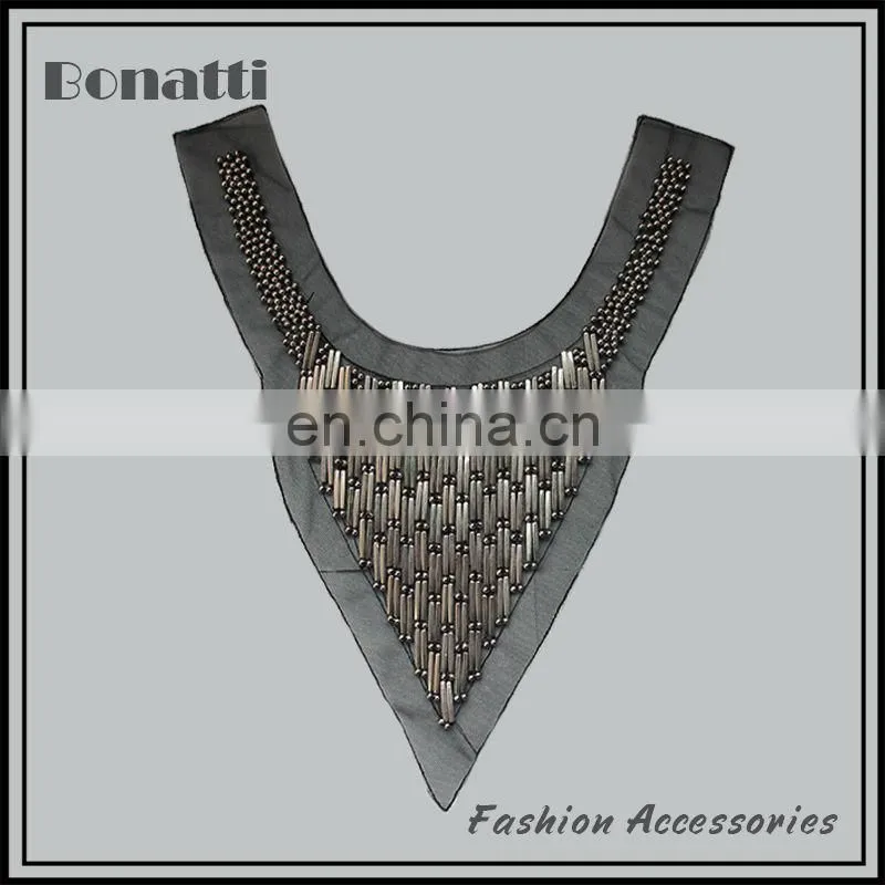 Hand-sewn bead neck trims