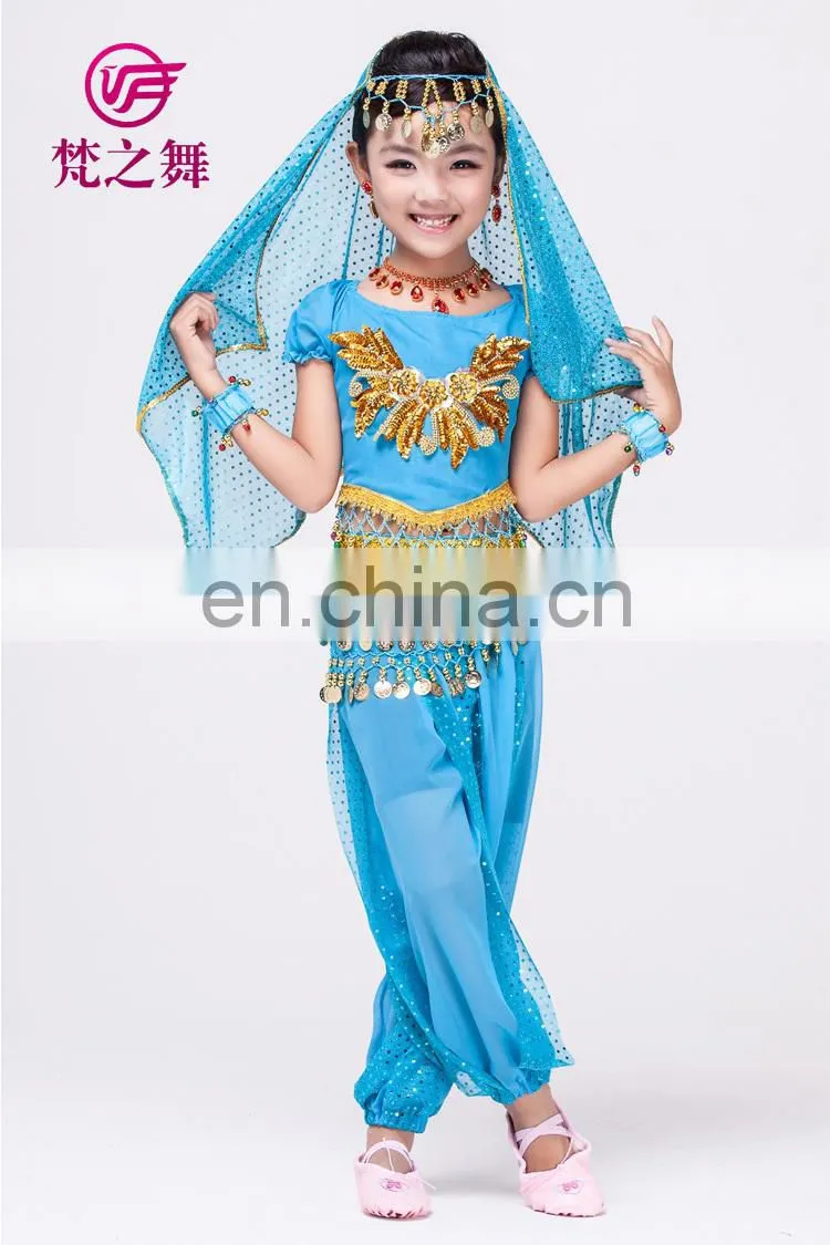 High chiffon gold coins performance belly dance hip scarf for kids Y-2052#