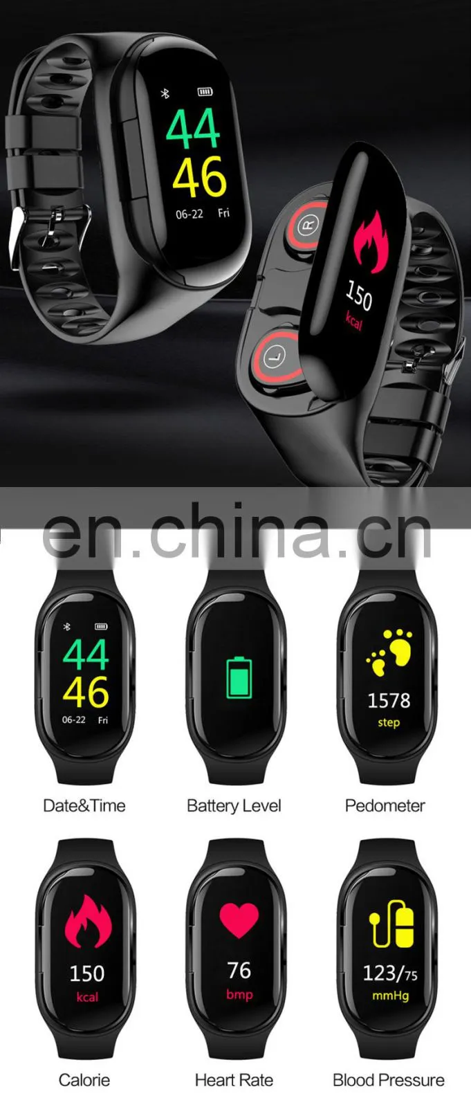 feixin New 2020 headset multifunctional 2 In 1 smart watch Factory wholesale digital watch new products