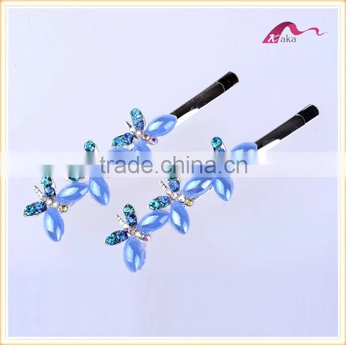 Wholesale Price New Arrival Multi Colors Elegant Hair Grips Metal Crystal Decorated Butterfly Ceramic Beads Hair Clips For Gifts