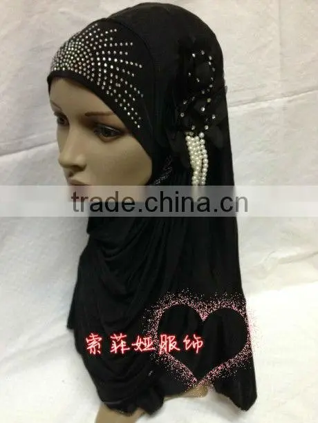 A564 professional PEARL hijab islamic head scarf FLOWER muslim hijab