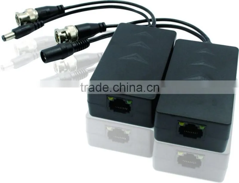 Enster UTP HD Passive transmitter+receiver, CAT 5/5E/6 Video Balun Connector Power Supply for CCTV Camera