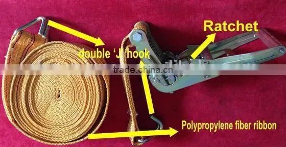 IOS 9001 and CE Certification 10T cargo lashing belt with hooks
