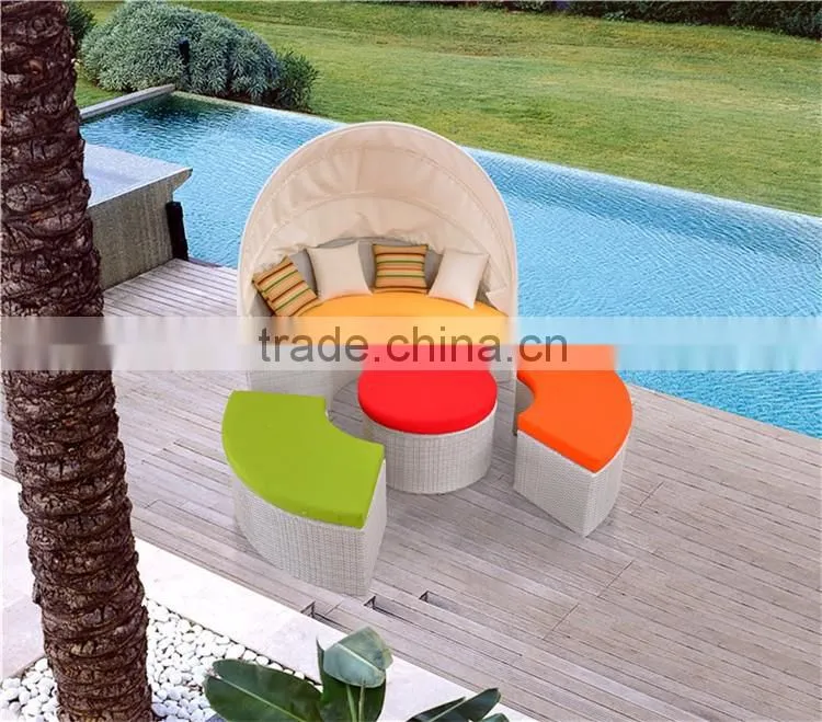 Muebles De Jardin Daybed Garden Rattan Lounge Bed Garden Polyrattan Round Daybed