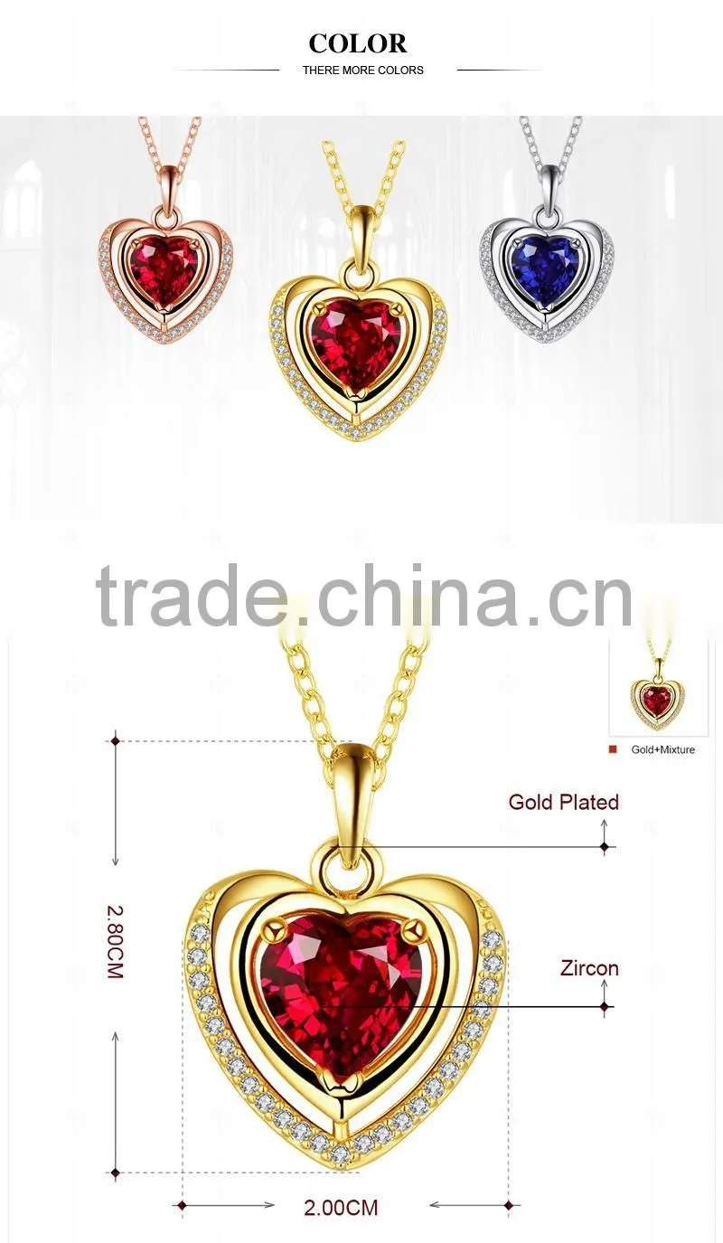 fashionable heart shape jewelry,heart design pendant necklace,zirconia necklaces