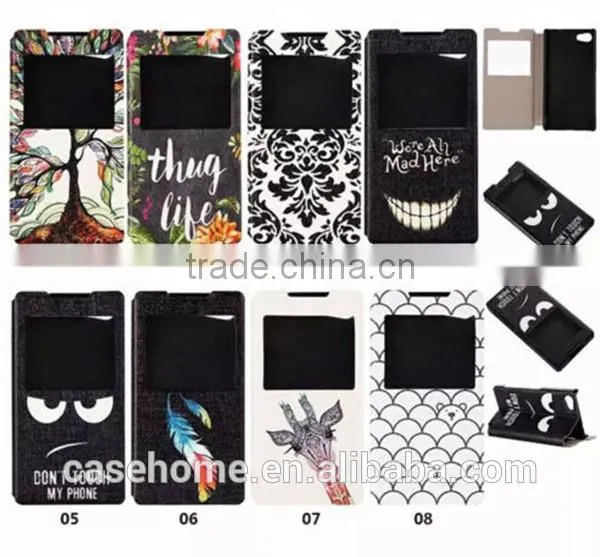 Painted PU Leather Case Cover For Sony Xperia Z5 Compact Premium