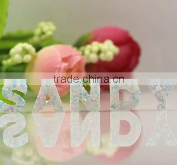 Fire white op17 letter W pendant with synthetic opal pendant/charm for making jewelry