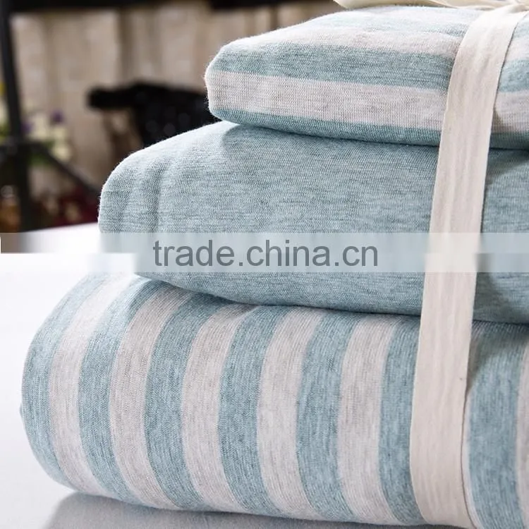 Spinning Knitted Striped 4pcs Bedding Sets/Cotton Striped 4pcs Bedding Sets