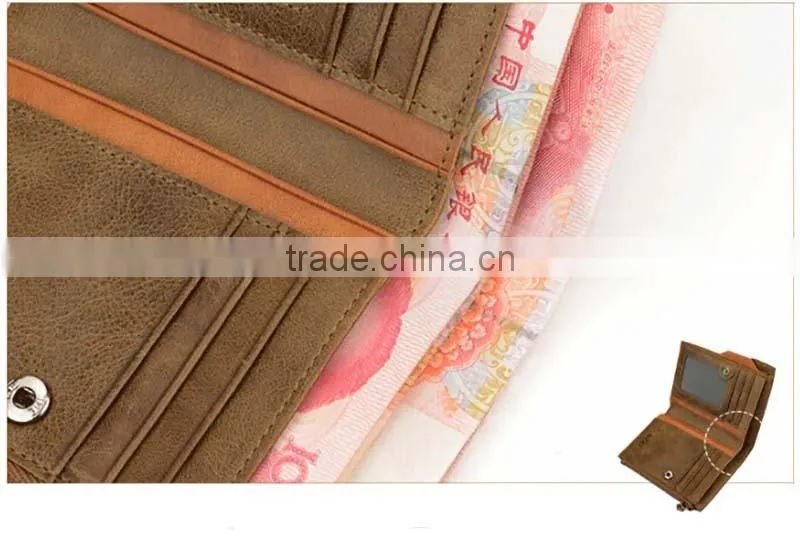 High quality customized logo travel rfid blocking wallet leather with button