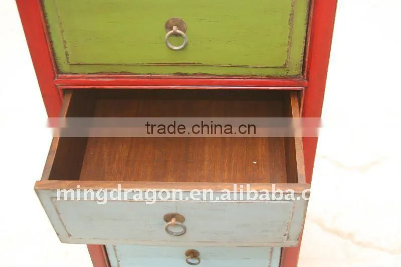 Chinese Antique colourful six drawer benside cabinet