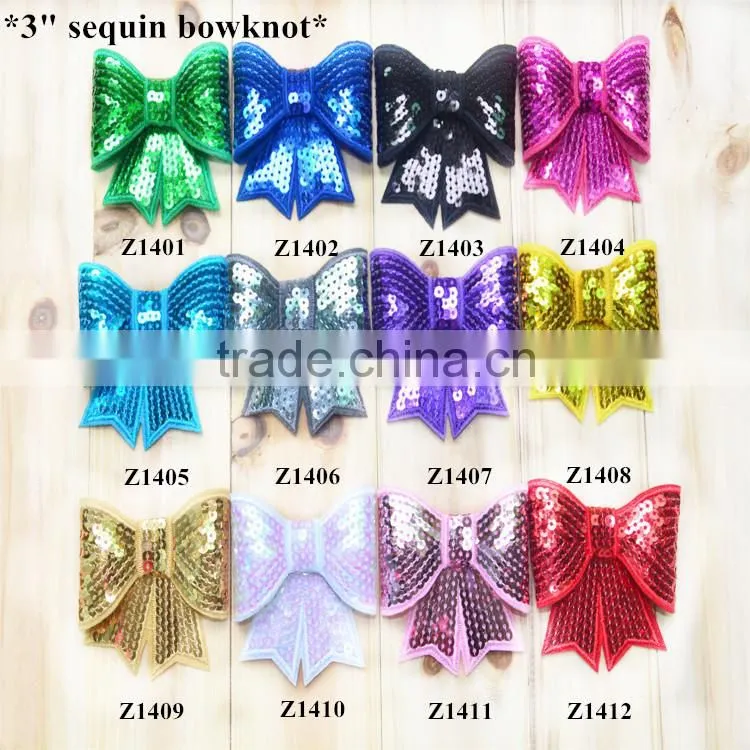 Vintage 12cm embroidered sequin hair bow accessory,hair bowknot in stock for babygirl