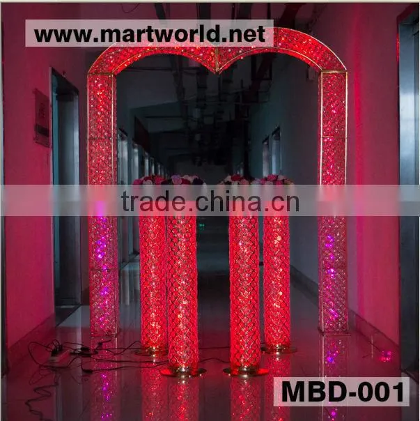 hot selling led light crystal decorative arch for wedding decorations, wedding backdrop stand(MAH-005)