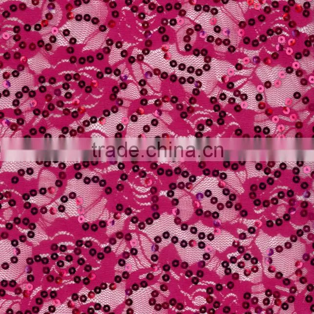 custom new arrival green metallic beaded stretch polyester sequined lace fabric for wedding dress garment