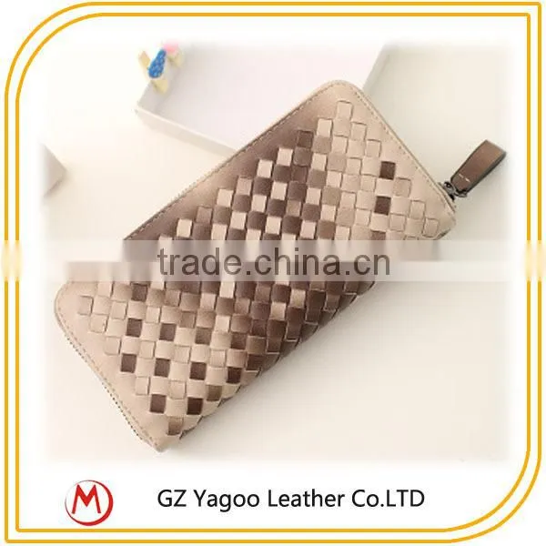 2015 Most Fashion weave calf leather / pu leather wallet