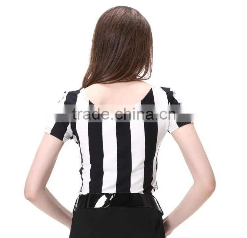 Black and White Stripe Women Fashion T Shirt Design China Factory Supplied