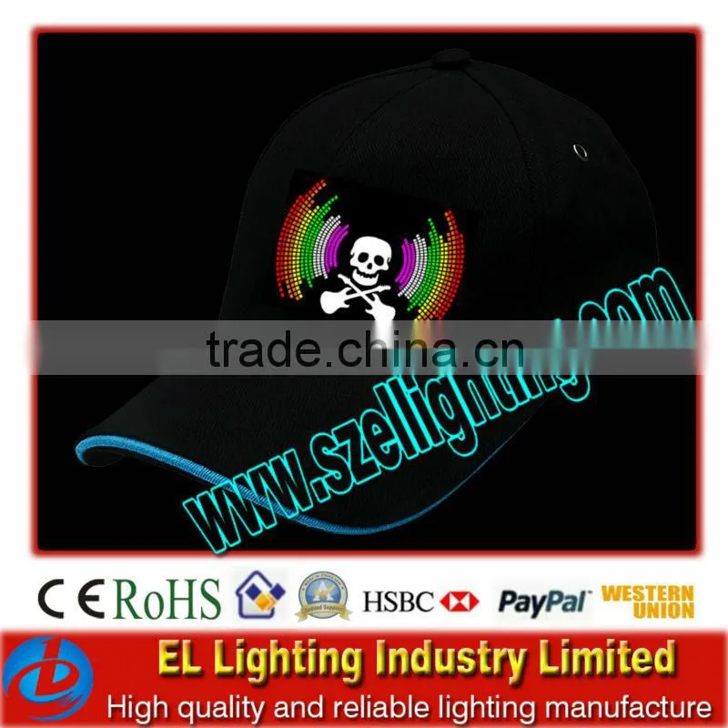 Custom el flashing caps 100% cotton caps