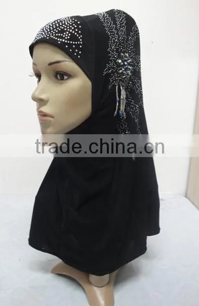 H283 new style one piece hijab with handmade chains and beadings