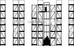 High density rack shelf/shelf rack with narrow aisle