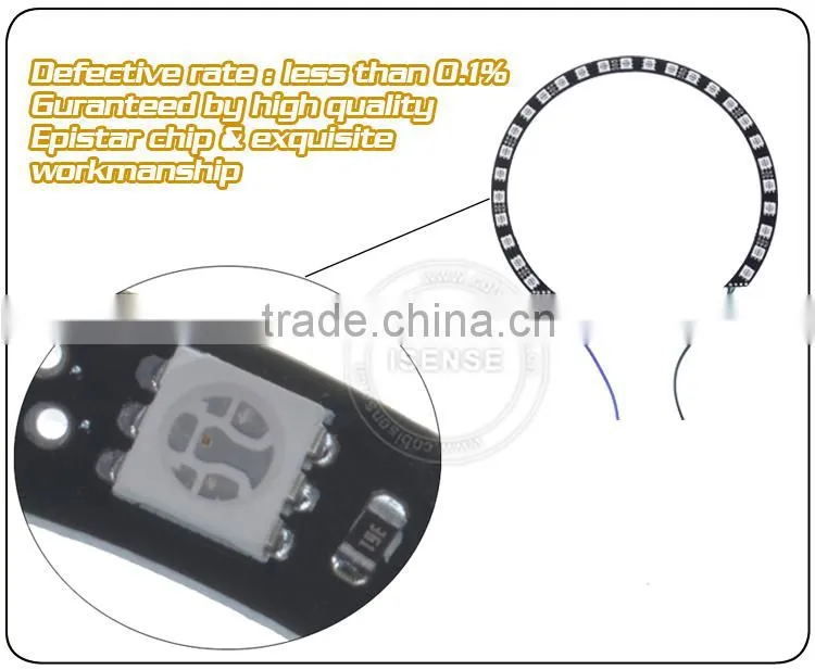20 colors changing 104mm DC12V Black PCB semi circle 5050 smd angel eyes led car light auto parts