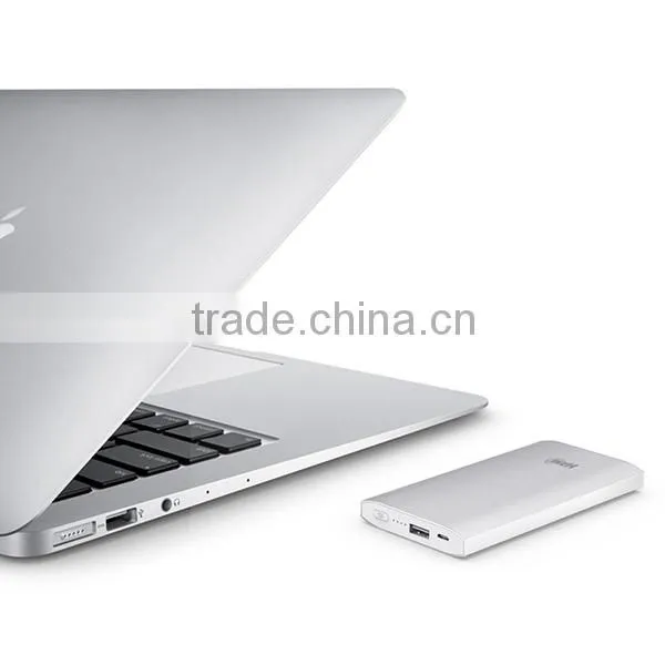 A grade battery 10000mah metal silver best quality power bank