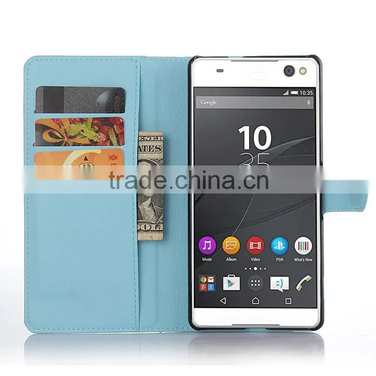 Luxury Mobile Phone PU Leather Flip Cover Case For Sony C5 Leather Case