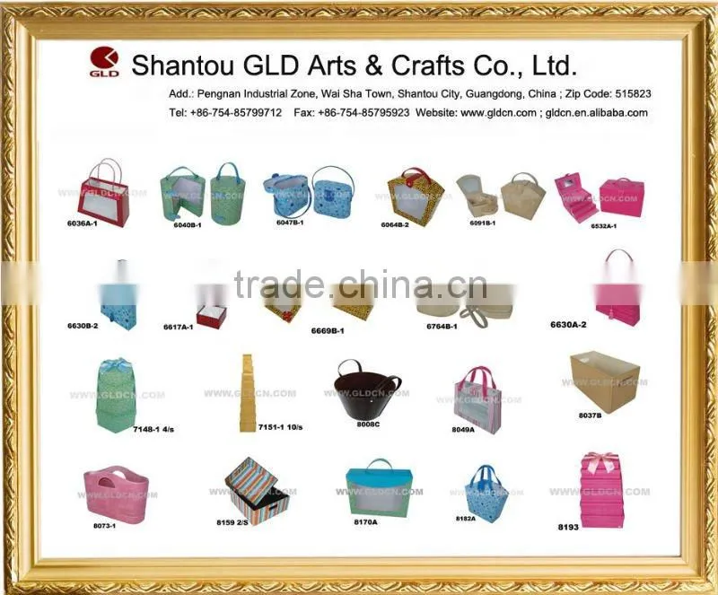 handle paper gift box / clear PVC window display paper box