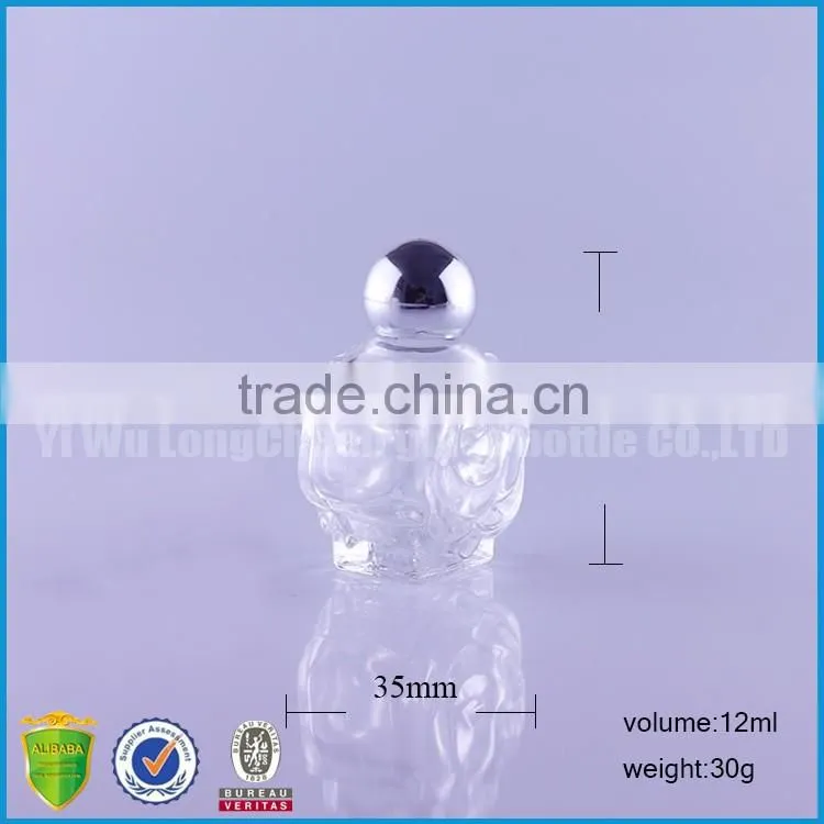 Skull Round Rose Oblate Empty E liquid Glass Bottles 12ml with Airtingt Aluminum Cap