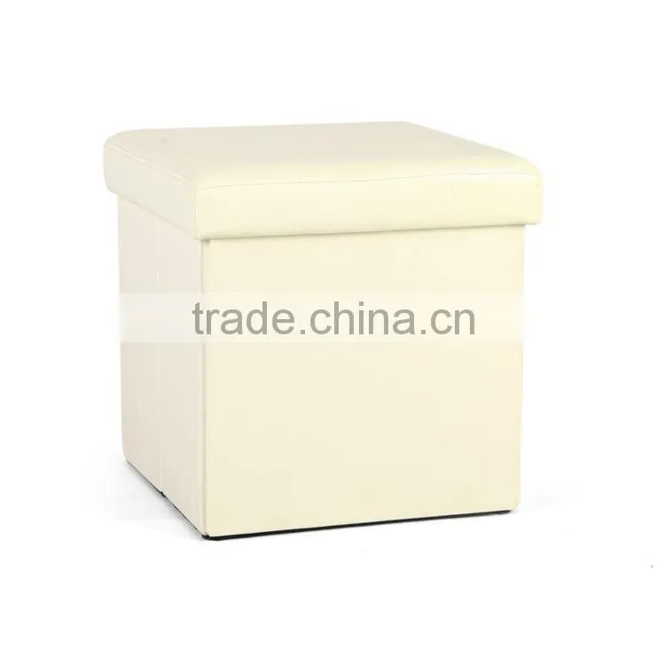 white leather cube ottomans &stools