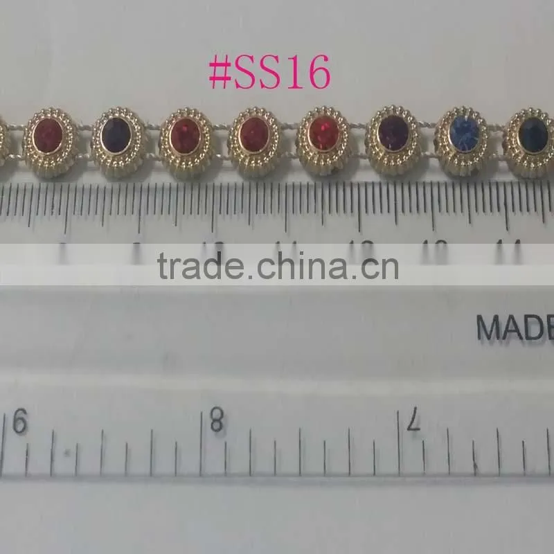 Gold UV electroplating diamond Trimming. Crystal Rhinestone BandingSS12 rhinestone Banding . Wholesale