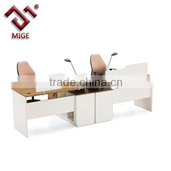 Maple Melamine 2 Person Desk with Side Cabinet