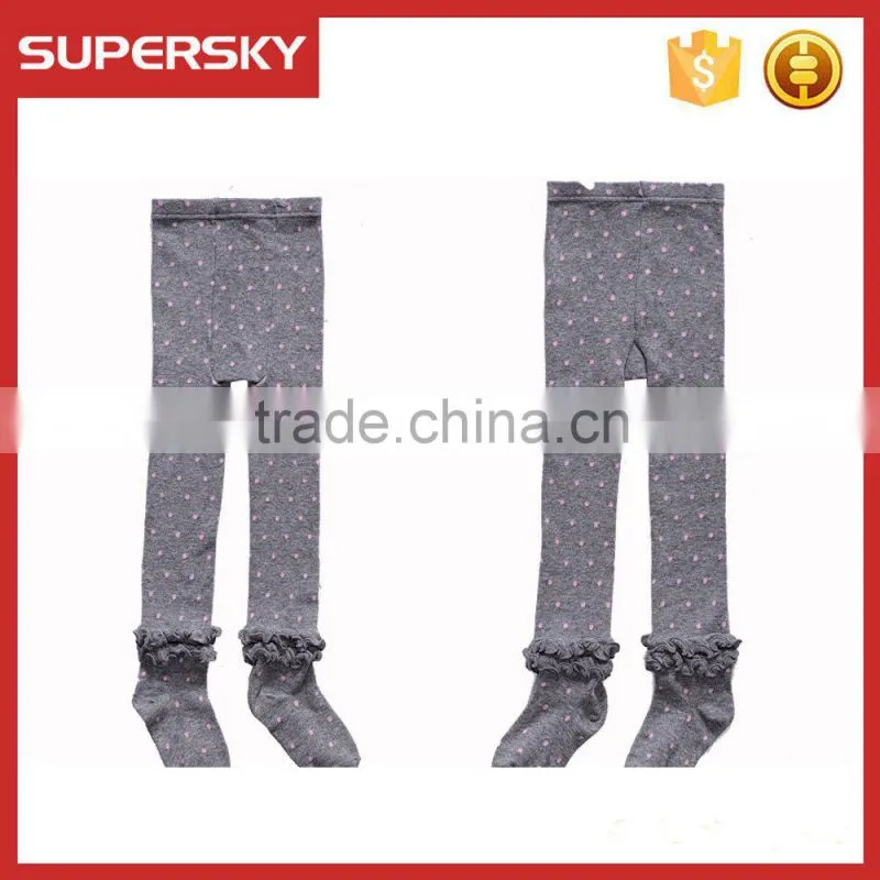 V-224 Latest korea knitting lace trim baby girl dance tight pantyhose with wave point