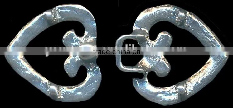 4MM 3MM Clear Cystal Rhinestone Heart Wedding Garment Rhodium Metal Pair Buckle