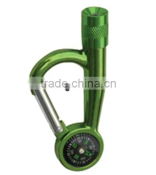High Quality Aluminum Carabiner & Compass & Flashlight