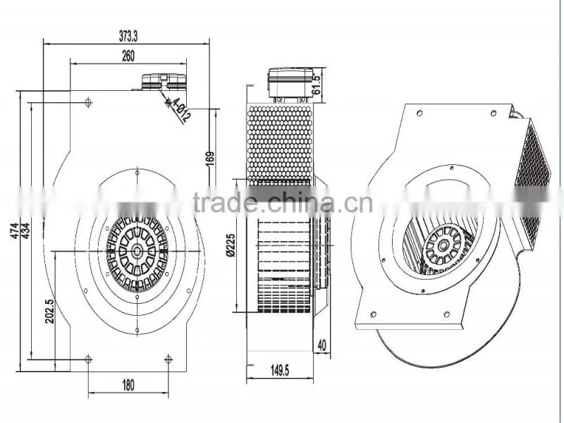 AC F225-115W forward centrifugal fan