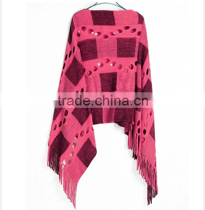 2015 new irregular tassel show thin turtleneck sweater shawl cloak