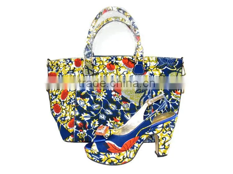 2015 Top one China Afircan wax shoes and bags for woman