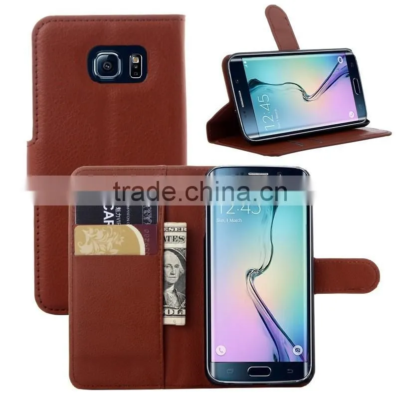 Low Price China Mobile Phone Leather Wallet Stand Case For Samsung Galaxy S6 Edge