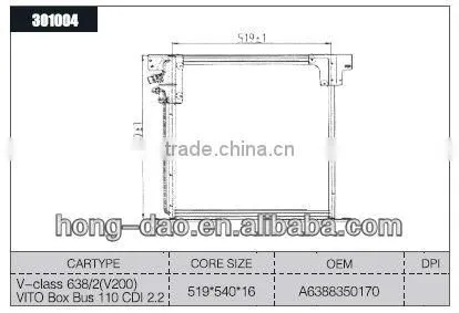 aluminum condenser for mercedes benz V-class 638/2(v200)VITO Box Bus 110 CDI 2.2