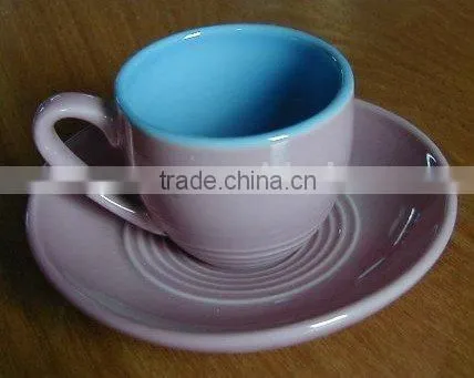 Glazed Stoneware Coffee Cup and Saucer